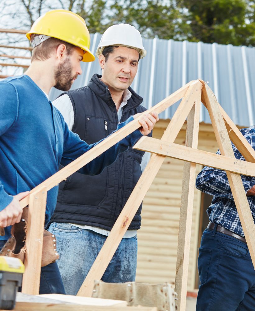 Artisans sur un chantier